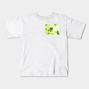 New Zealand fantail in tree with defocussed leaves and branches. Kids T-Shirt